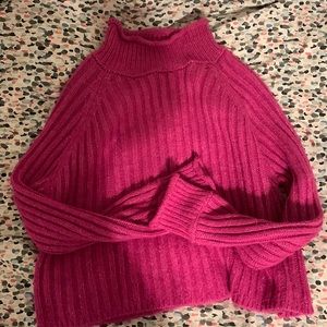 Pink soft low turtle neck sweater.